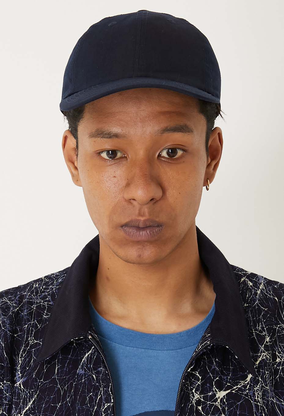 インディゴナイロンサテン 6パネルキャップ - INDIGO