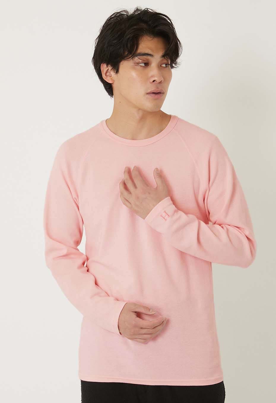 ストレッチフライス ロングスリーブ Tシャツ - BABY PINK