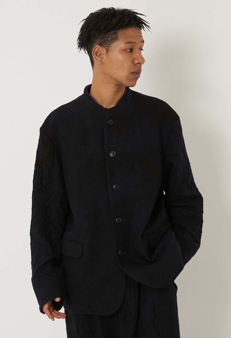 Murazome wool 5B stand collar jacket - DARK NAVY