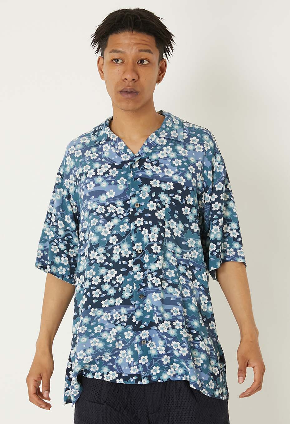 Sakura Nagare short sleeve shirt - DARK NAVY