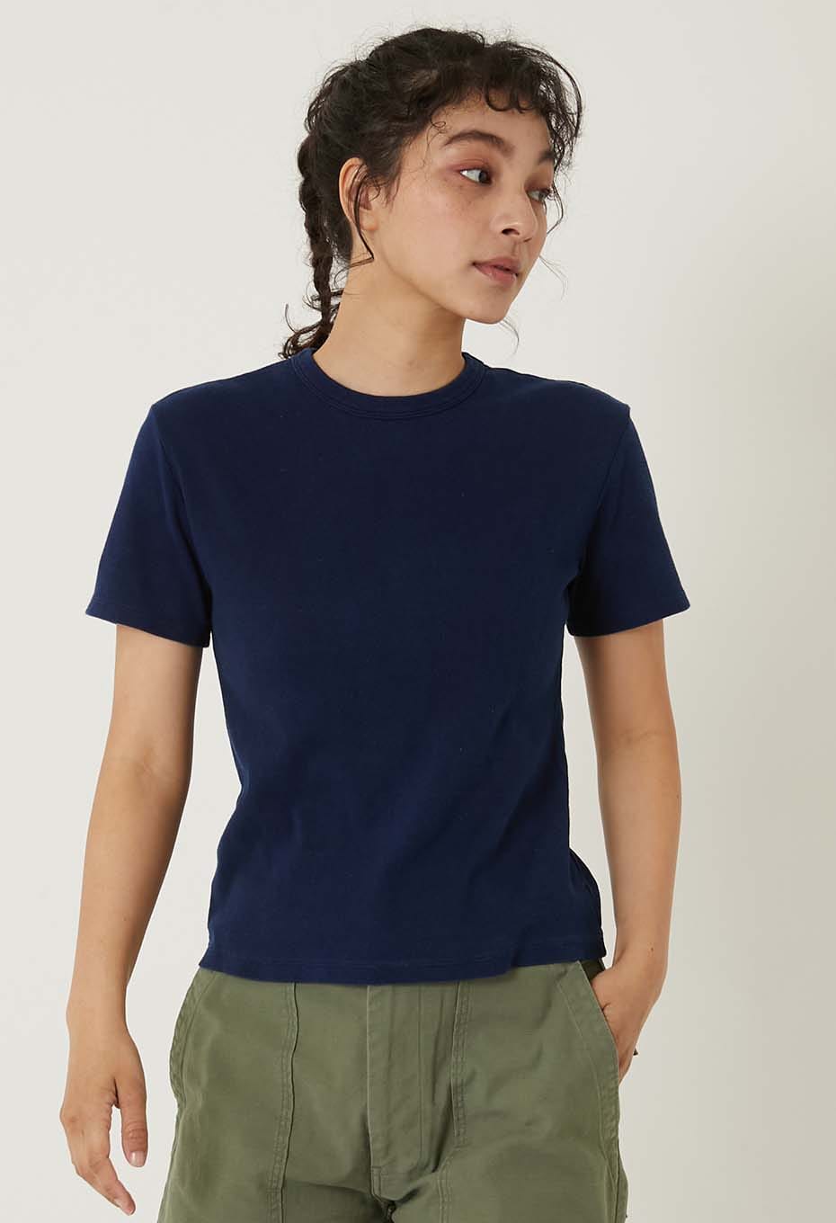 オーガニックコットン ソフトフライス テゾメ Tシャツ ウィメンズ - INDIGO