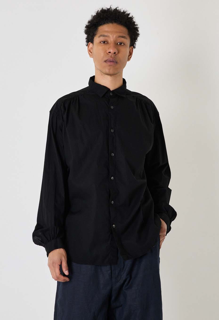 Kyokurozome gathered shirt - BLACK