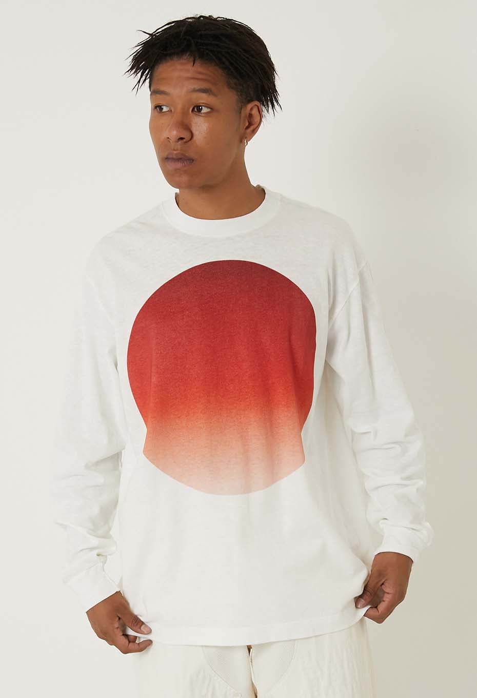 ムライトテンジク オオマルグラデーション ロングスリーブＴシャツ - RED