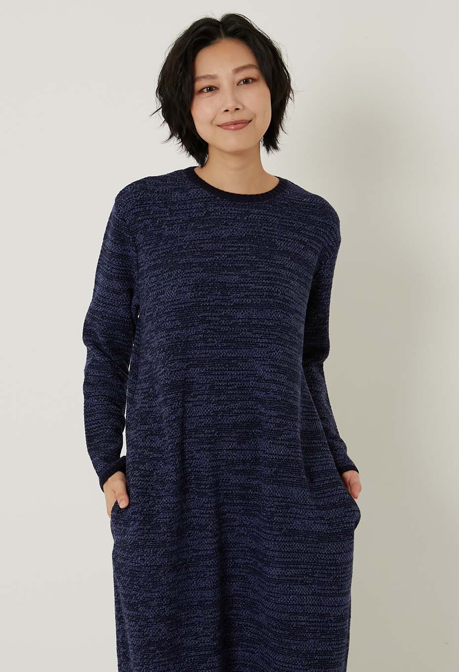 マチアカリ カノコニット ロングワンピース - NAVY