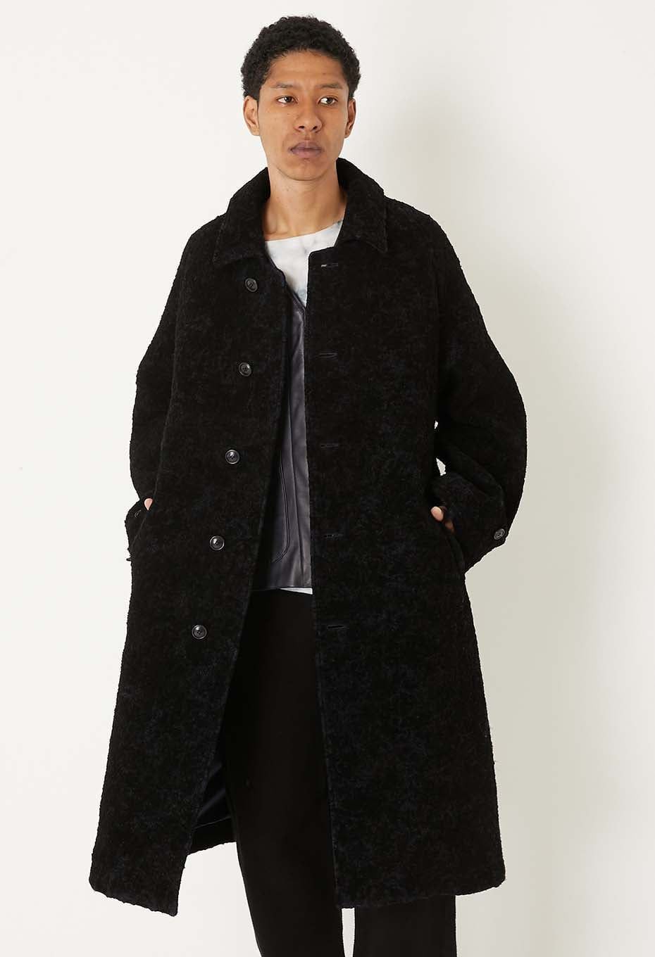 ループヤーンフロッキー バルマカンコート - DARK NAVY