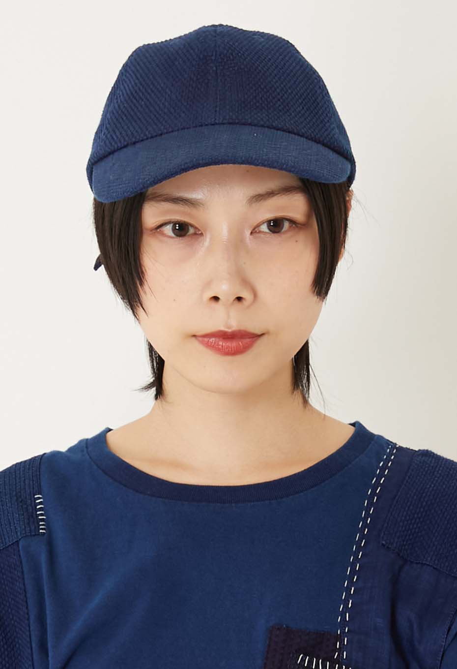 Woven Pure Indigo Light Sashiko Cap - INDIGO