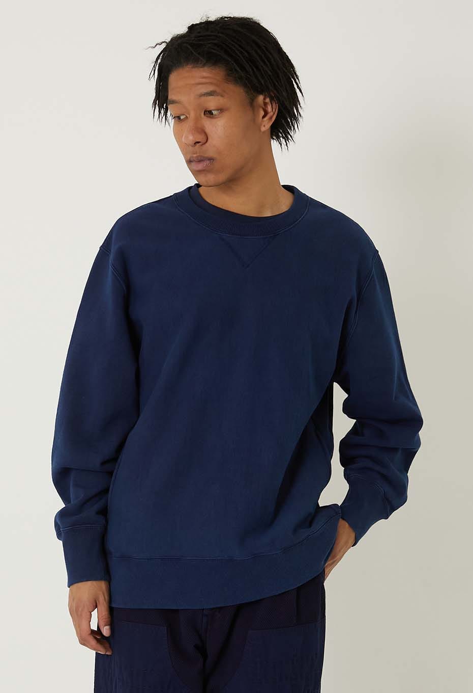 オーガニックウラケ テゾメ クルーネック スウェットシャツ - INDIGO