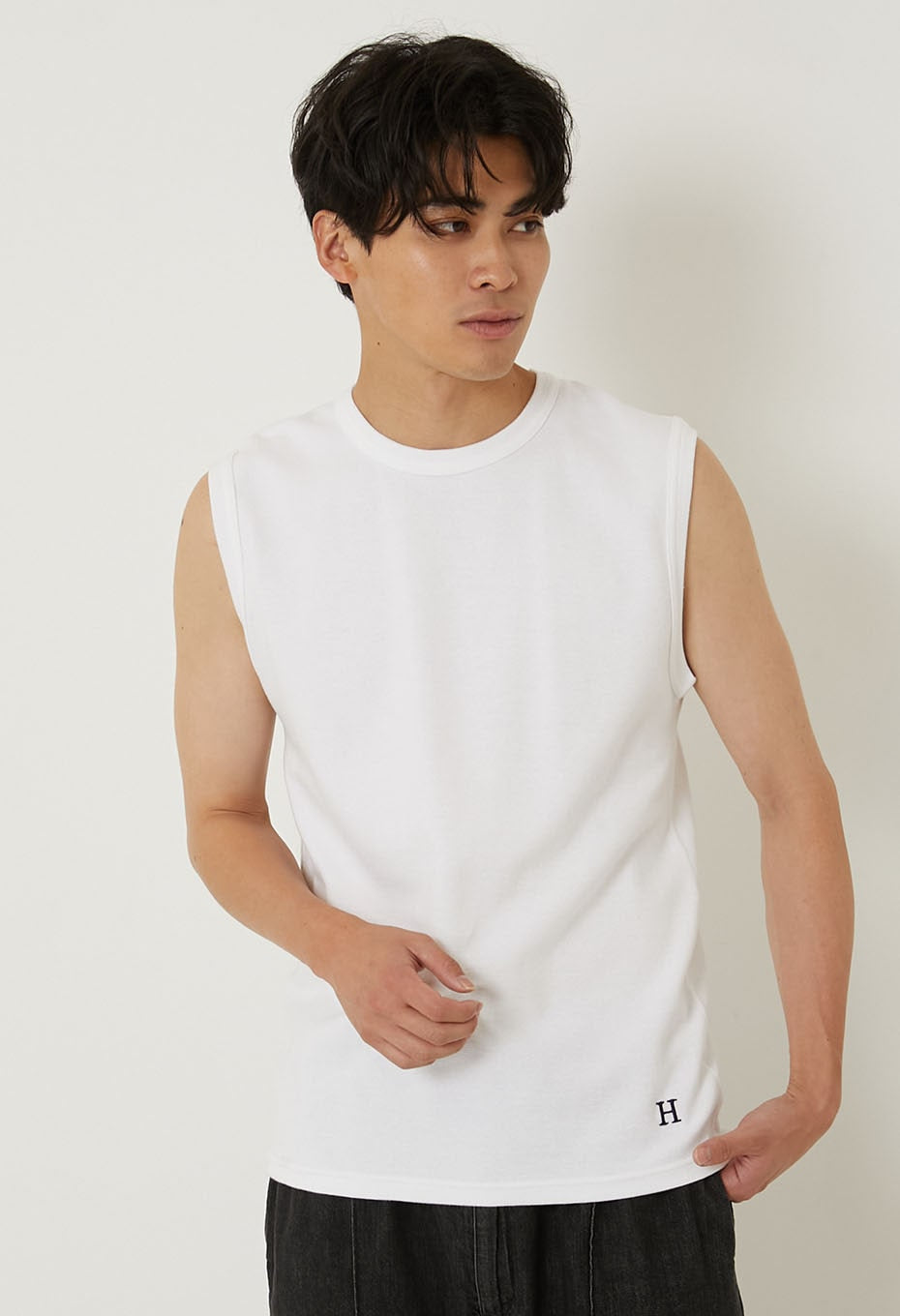 ストレッチフライス ノースリーブ Tシャツ - WHITE