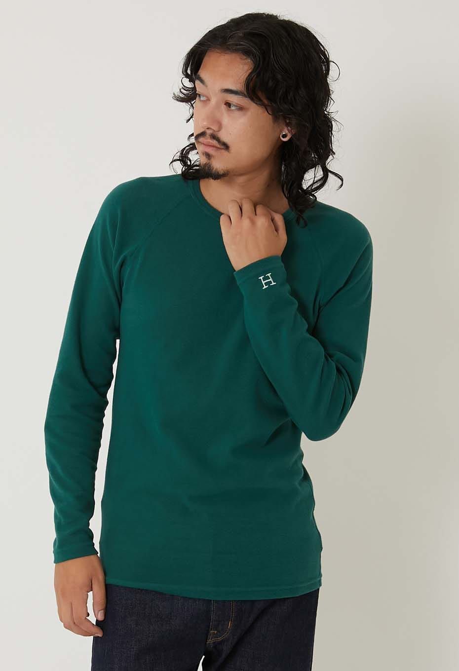 ストレッチフライス ロングスリーブ Tシャツ - DARK GREEN