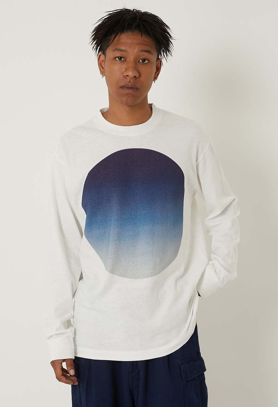 ムライトテンジク オオマルグラデーション ロングスリーブＴシャツ - BLUE