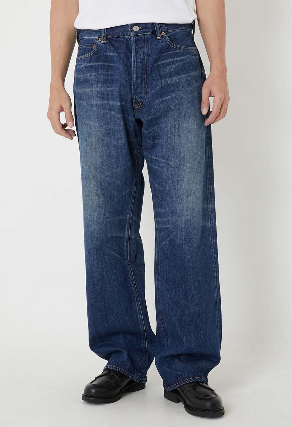 PP06 スーピマセルビッチ デニム DARK USED WASH ワイドジーンズ - INDIGO