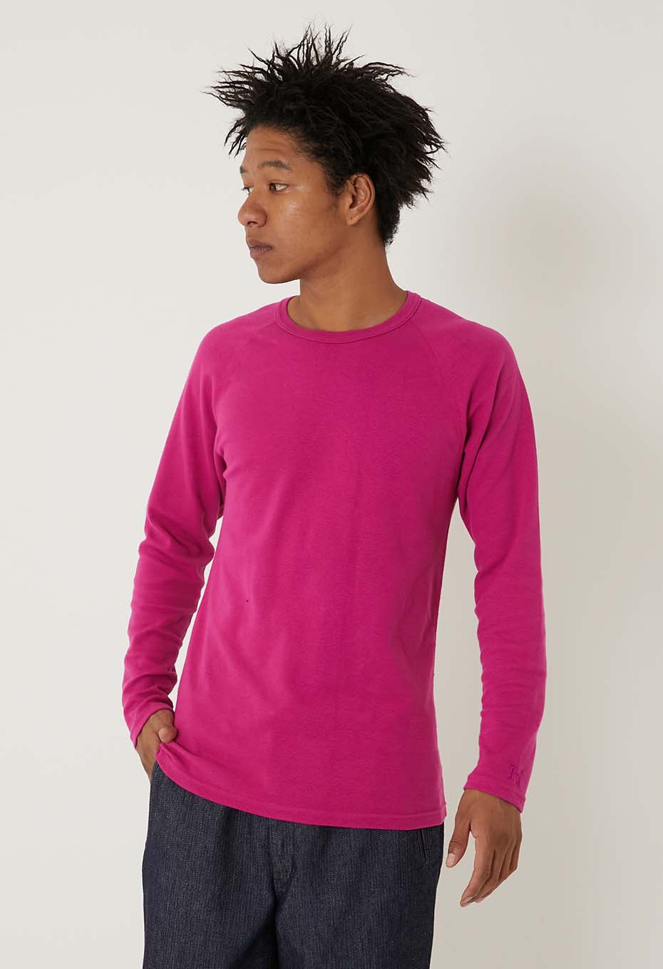 ストレッチフライス ロングスリーブ Tシャツ - DARK PINK