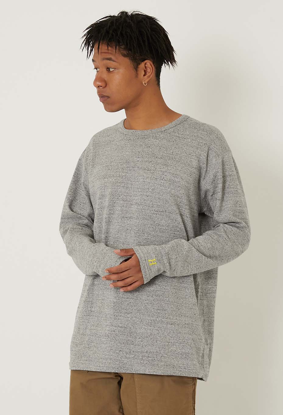 ストレッチフライス コンフォータブル ロングスリーブ Tシャツ - GREY