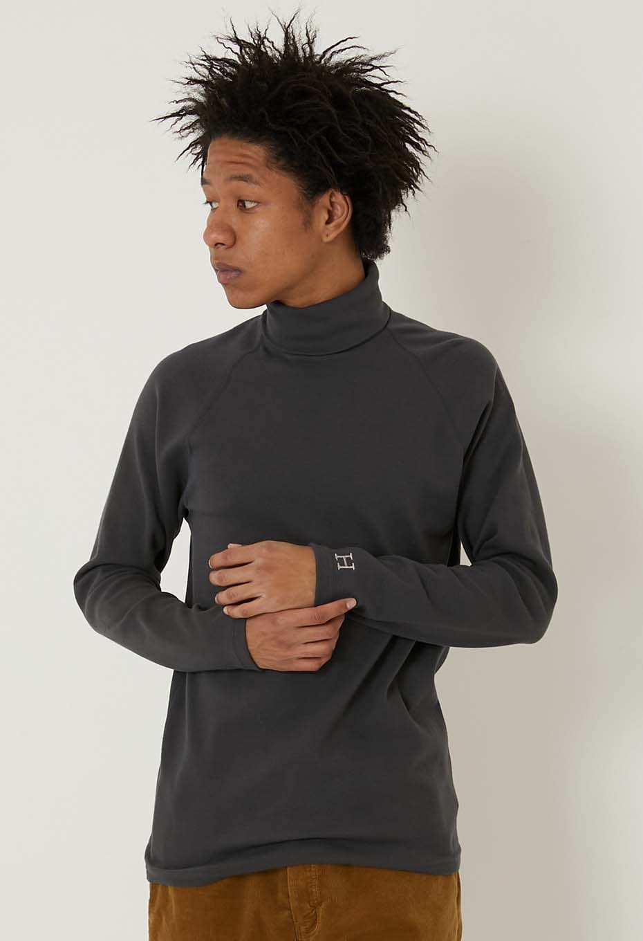 ストレッチフライス タートルネック ロングスリーブ Tシャツ - CHARCOAL