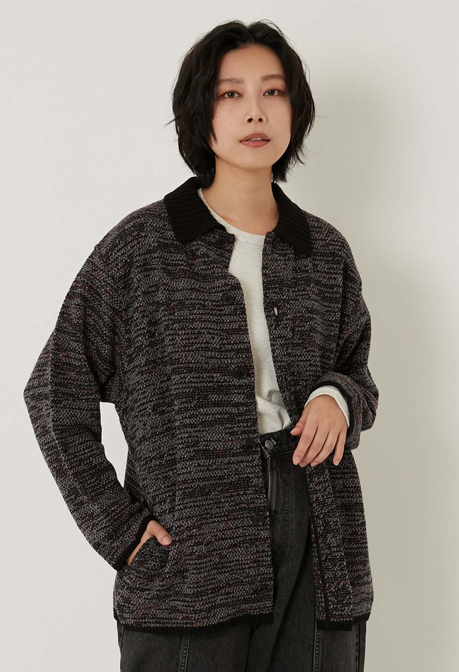 マチアカリ カノコニット カーディガン ウイメンズ - BLACK