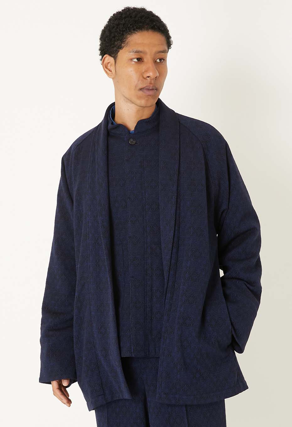 ウールニットジャカード ジャパンハオリ - NAVY