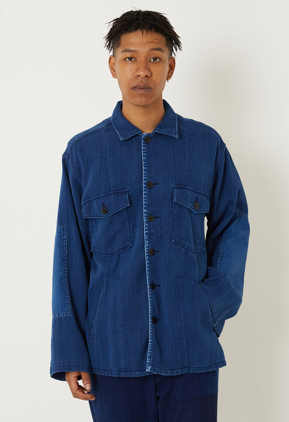 Kasezome Sashiko Fatigue Shirt - INDIGO