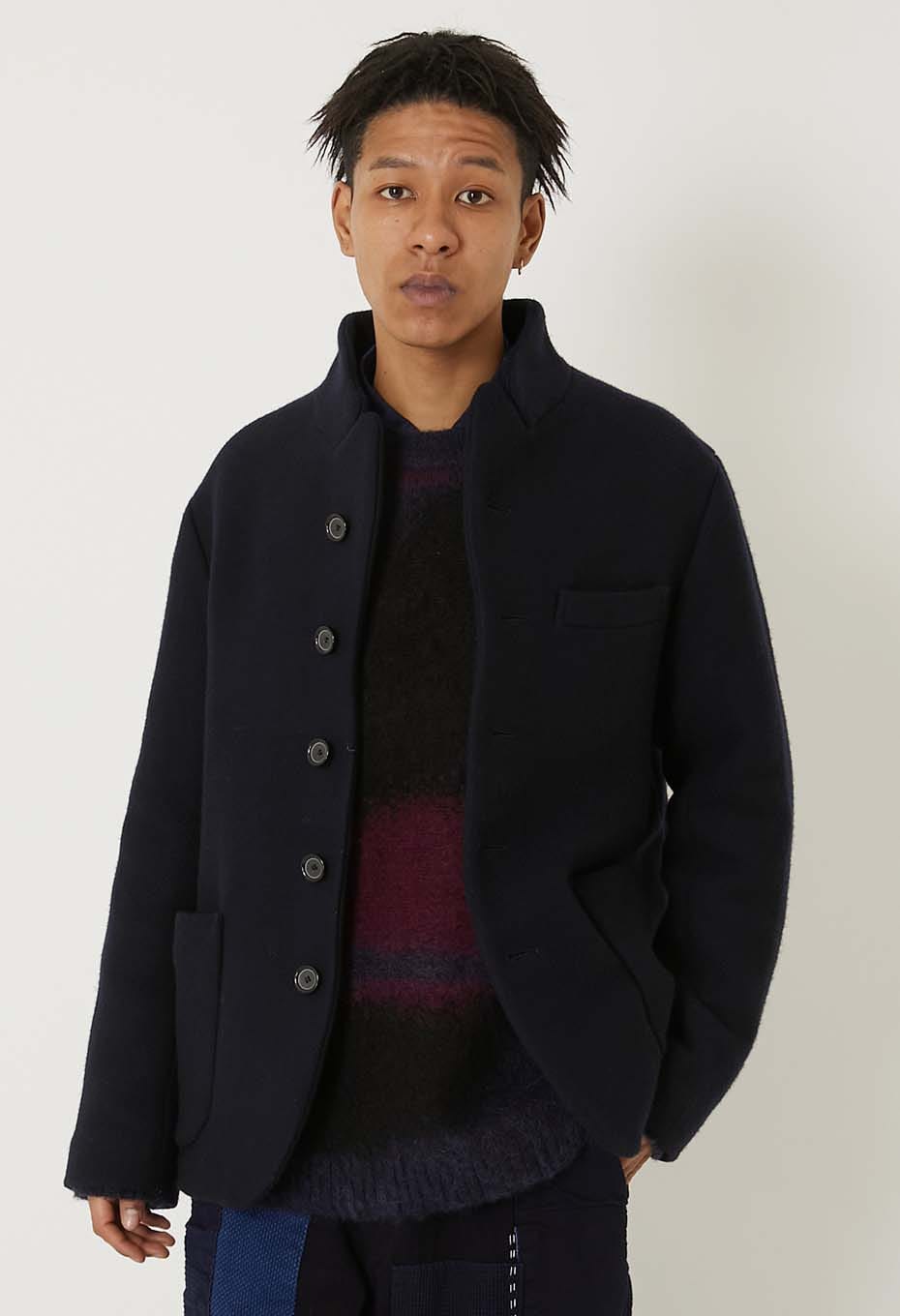 Dobby Melton 5B Jacket - DARK NAVY