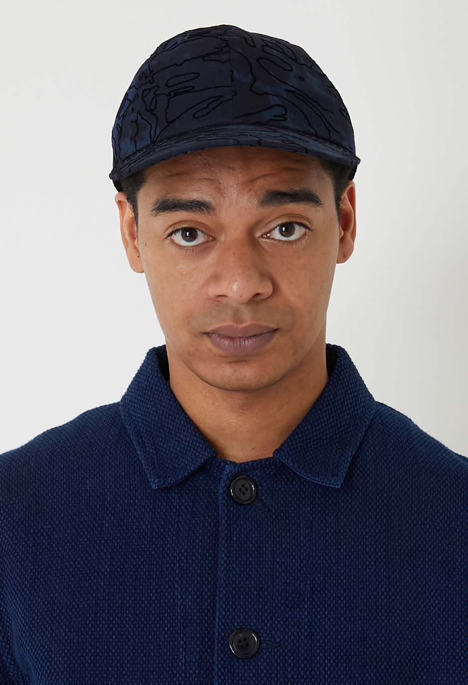 インディゴナイロンサテン チャクバツフロッキーキャップ - INDIGO