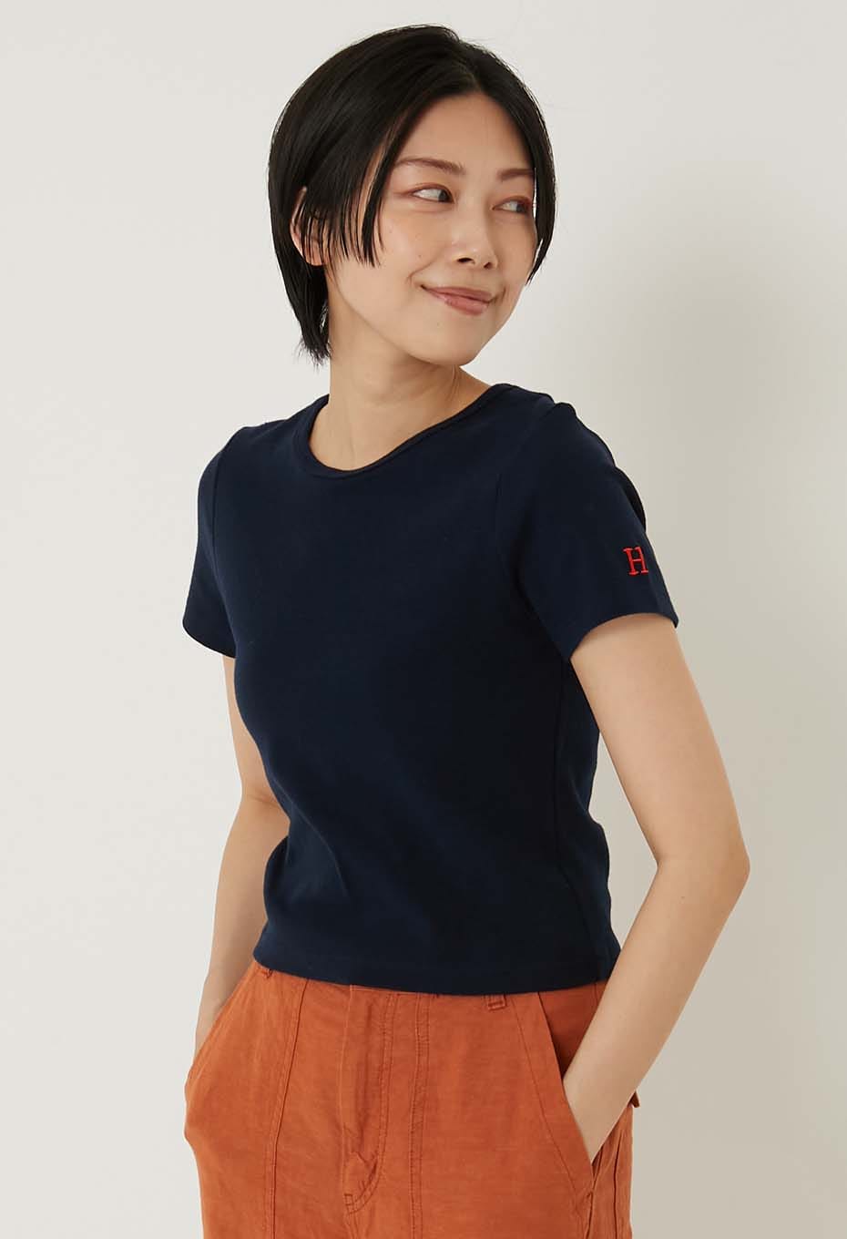ストレッチフライス クロップド ショートスリーブ Tシャツ ウィメンズ - DARK NAVY