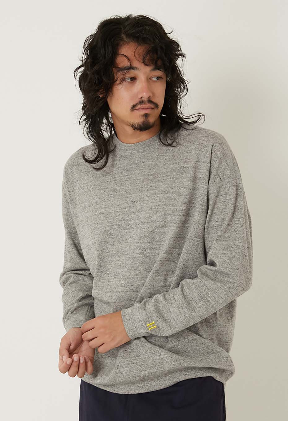 ストレッチフライス 9.5oz ヘムリブ ロングスリーブTシャツ - GREY