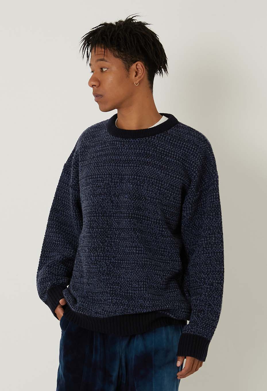 マチアカリ カノコニット クルーネック セーター - NAVY