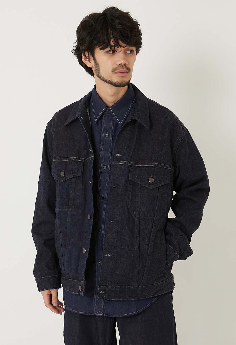 JK01 セルビッチデニム 3rdタイプ トラッカージャケット - INDIGO