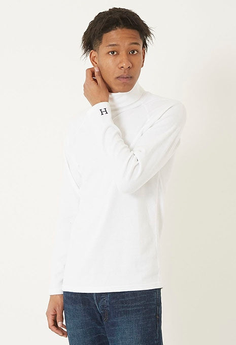 ストレッチフライス タートルネック ロングスリーブ Tシャツ - WHITE