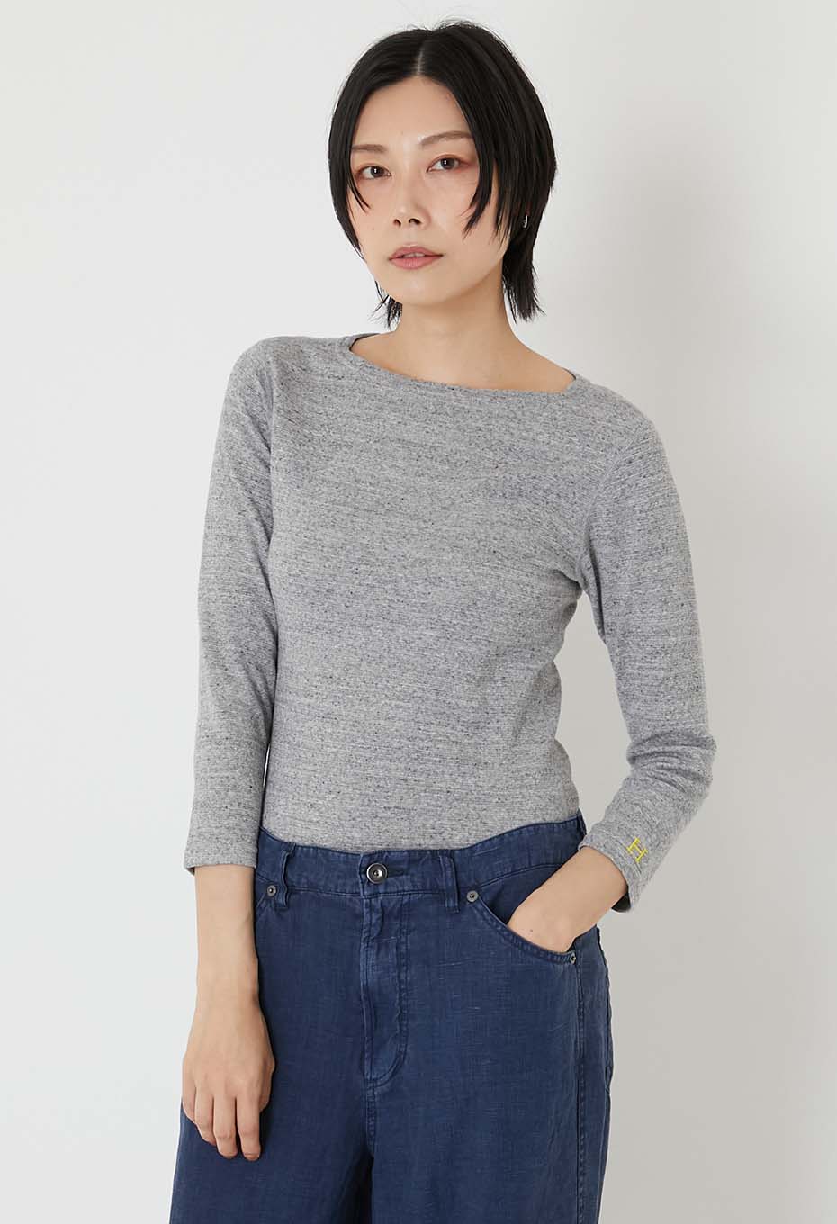 ストレッチフライス ボートネック ハーフスリーブ Tシャツ ウィメンズ - GREY
