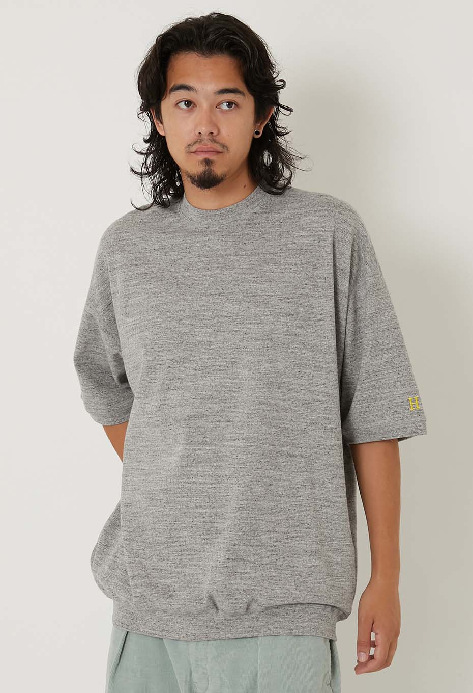 ストレッチフライス 9.5oz ヘムリブ ショートスリーブ Tシャツ - GREY