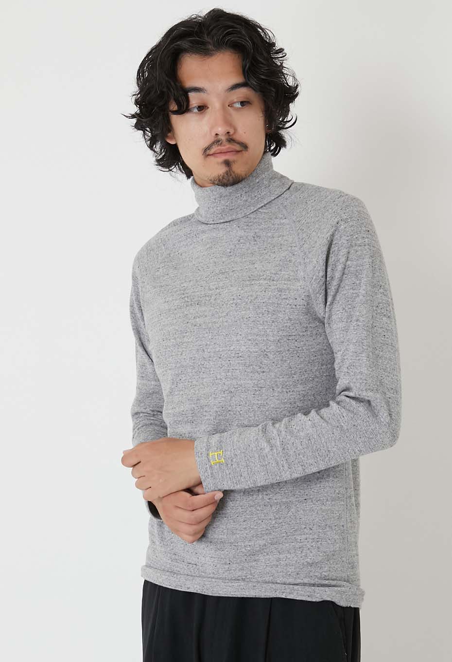ストレッチフライス タートルネック ロングスリーブ Tシャツ - GREY