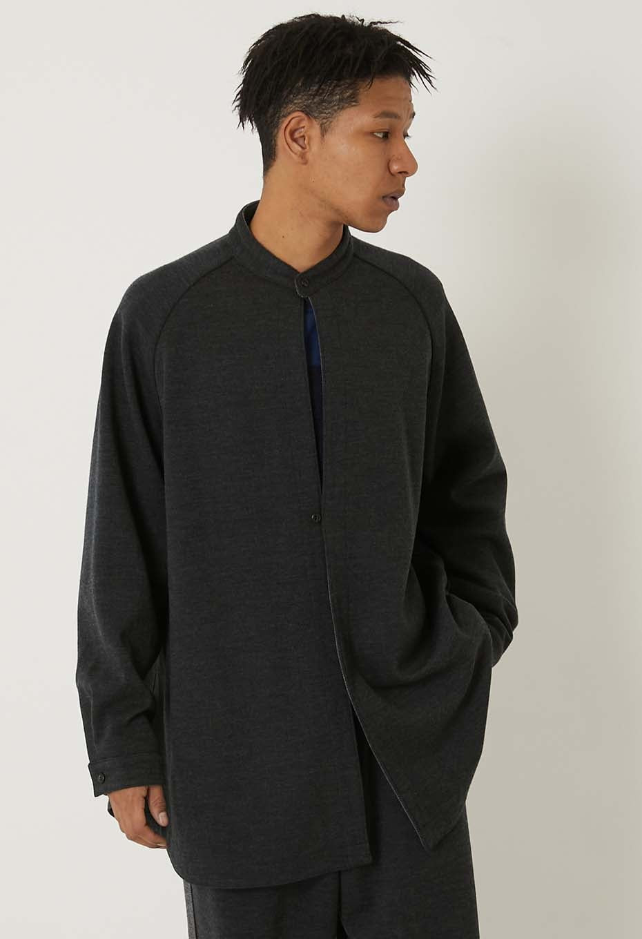 Double face jersey grandpa shirt - CH GRAY