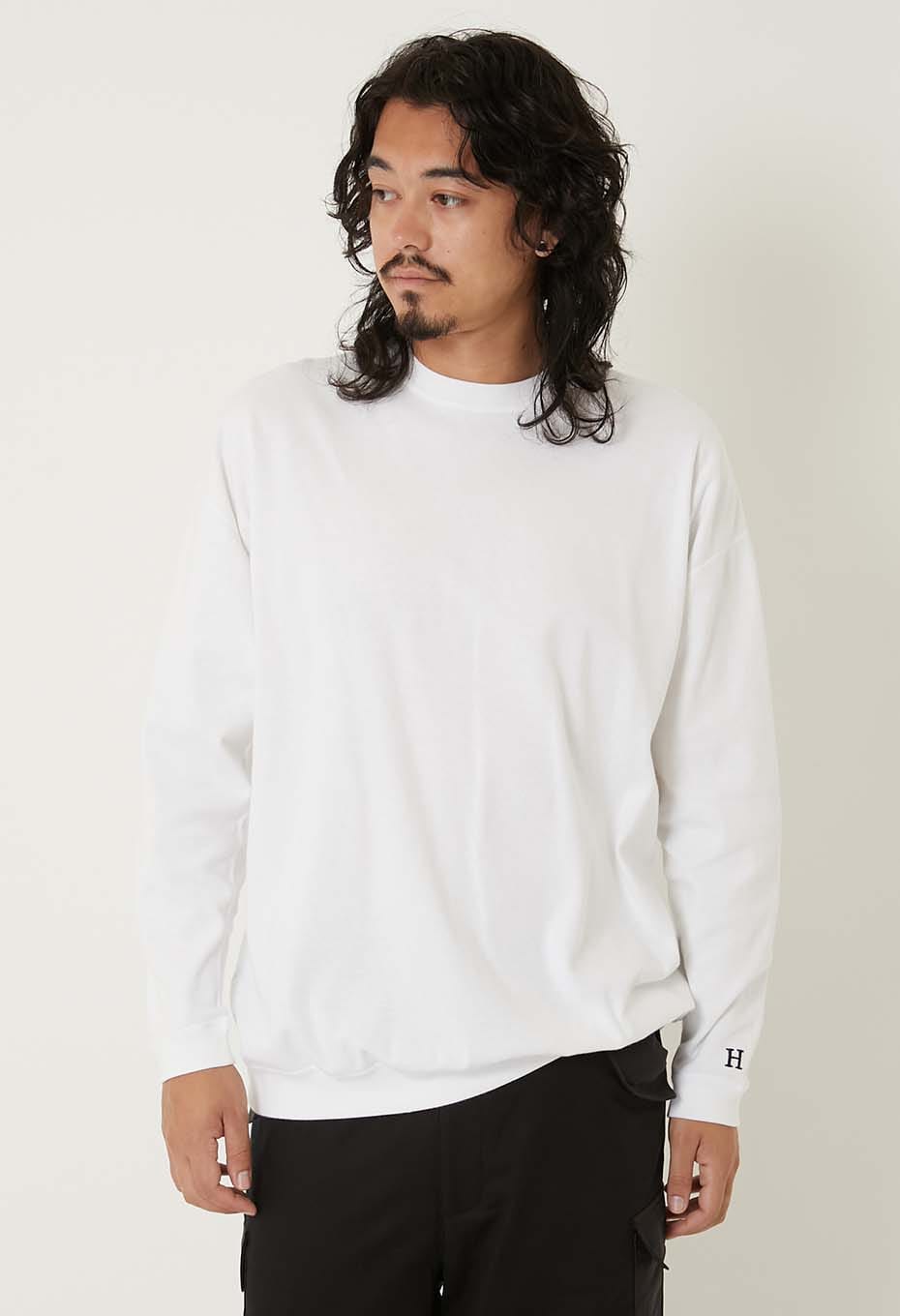 ストレッチフライス 9.5oz ヘムリブ ロングスリーブTシャツ - WHITE