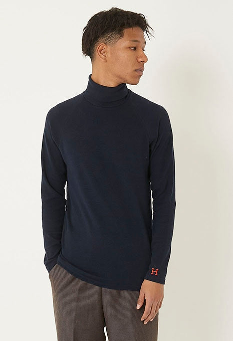 ストレッチフライス タートルネック ロングスリーブ Tシャツ - DARK NAVY