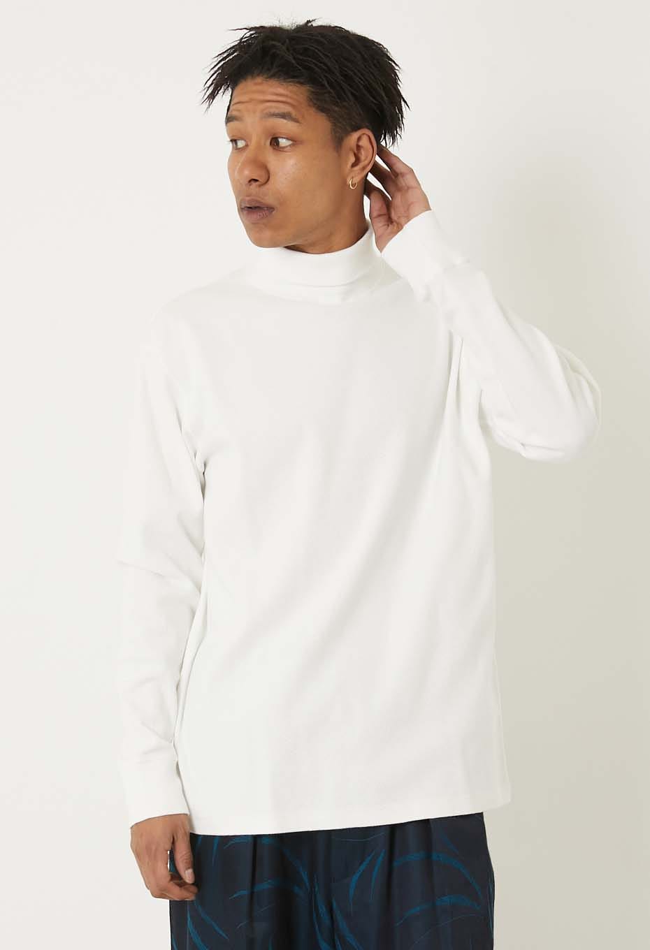 ムライトテレコ ニードルステッチ タートルネック Tシャツ ユニセックス - NATURAL