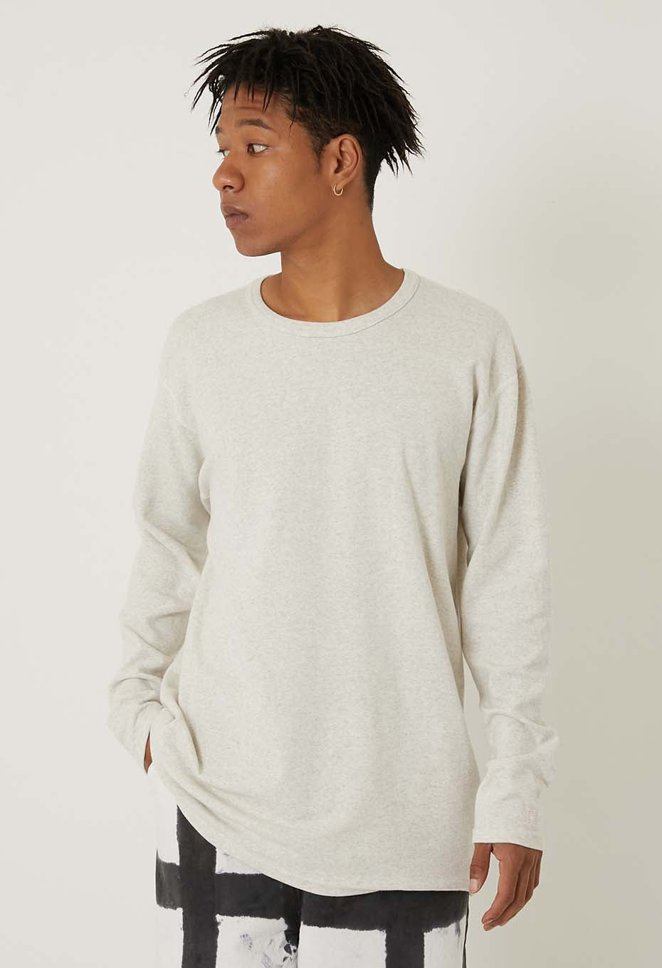 ストレッチフライス コンフォータブル ロングスリーブ Tシャツ - NATURAL