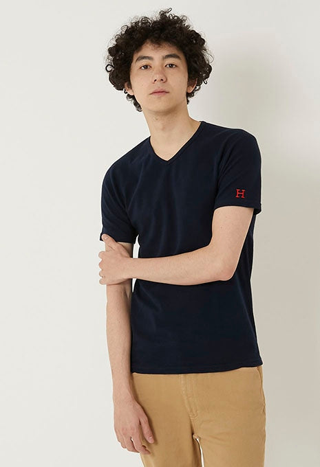 ストレッチフライス Vネックショートスリーブ Tシャツ - DARK NAVY