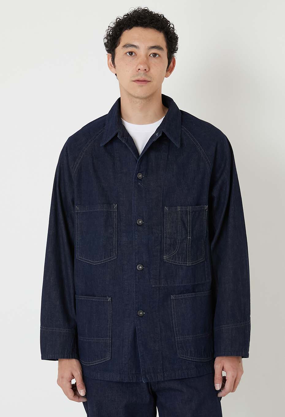 JK101 Selvedge light denim raglan sleeve coverall - INDIGO