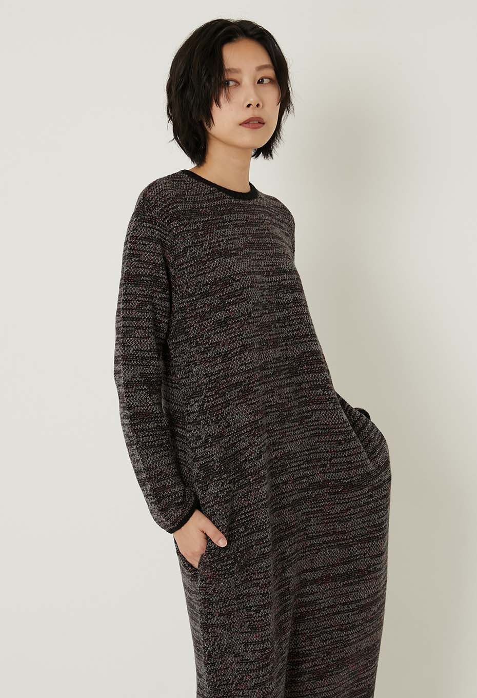 マチアカリ カノコニット ロングワンピース - BLACK