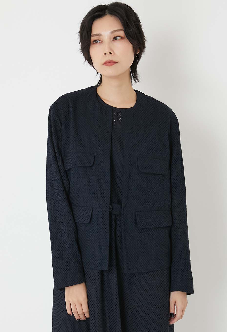 マイヤーレース ノーカラージャケット ウィメンズ - DARK NAVY