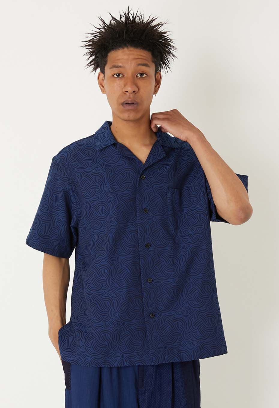 インディゴミズヒキジャカード ショートスリーブシャツ - INDIGO