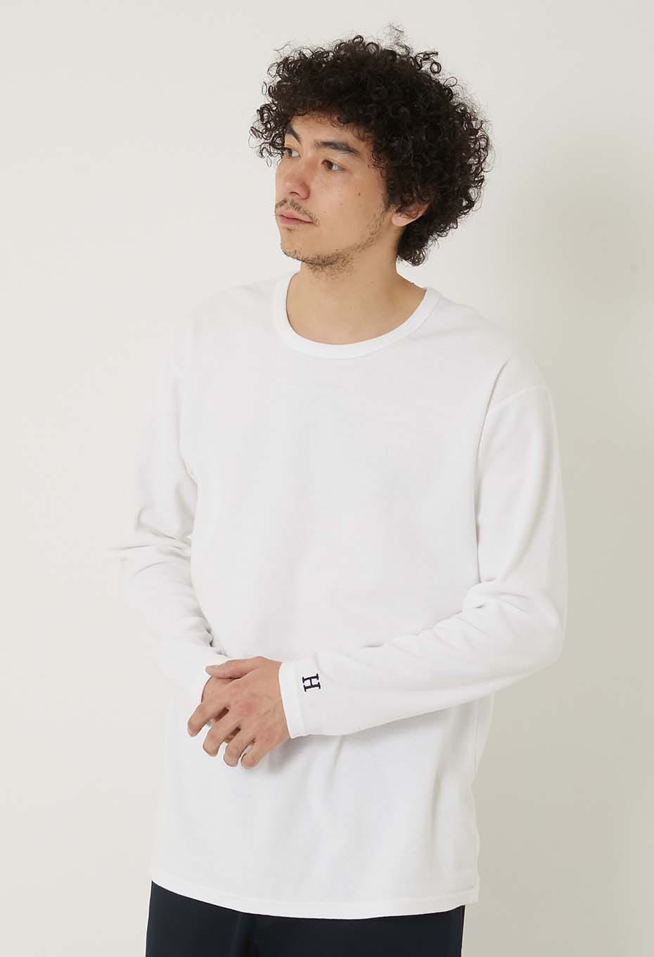 ストレッチフライス コンフォータブル ロングスリーブ Tシャツ - WHITE