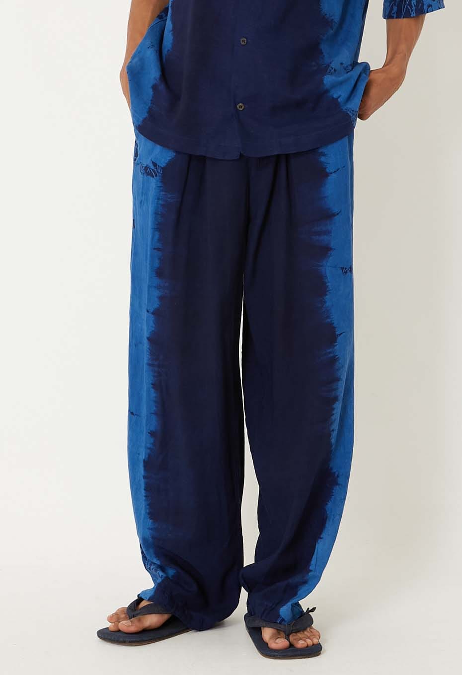 Aigasaneshibori Linen Easy Pants - INDIGO