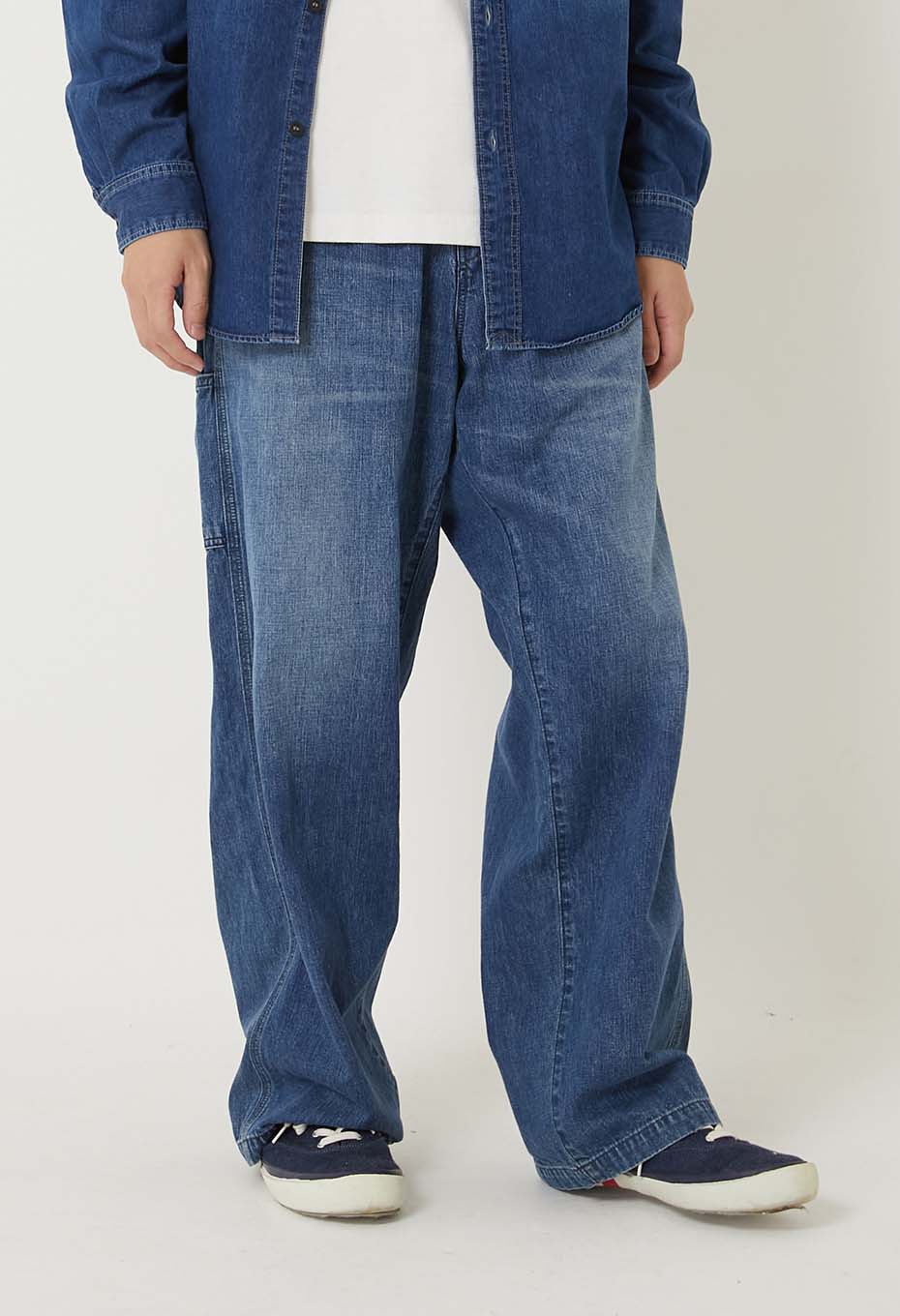 PA01 Selvedge Light Denim Vintage Wash Painter Pants - BLUE