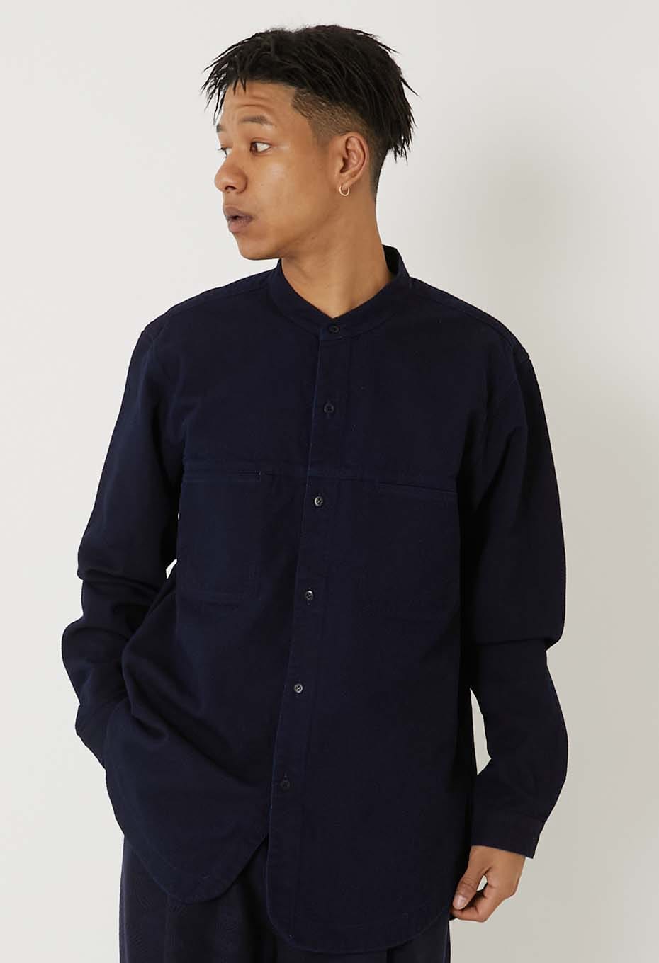 インディゴドビーサシコ バンドカラー ロングスリーブシャツ - INDIGO