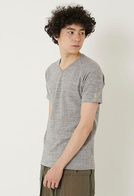 ストレッチフライス Vネックショートスリーブ Tシャツ - GREY