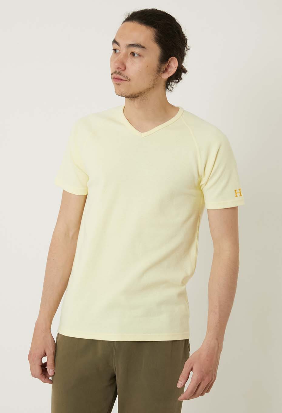 ストレッチフライス Vネックショートスリーブ Tシャツ - LT YELLOW