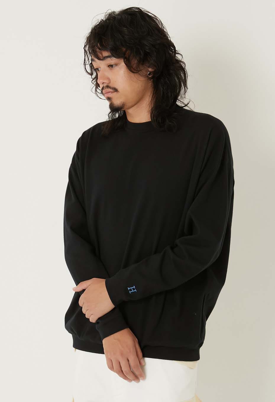 ストレッチフライス 9.5oz ヘムリブ ロングスリーブTシャツ - BLACK