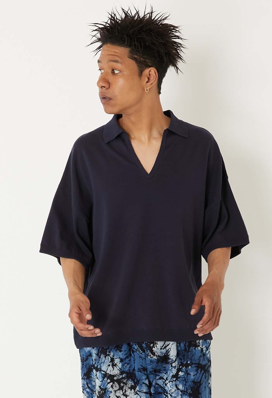 オーガニックカミイトコットン ポロネックプルオーバー - NAVY