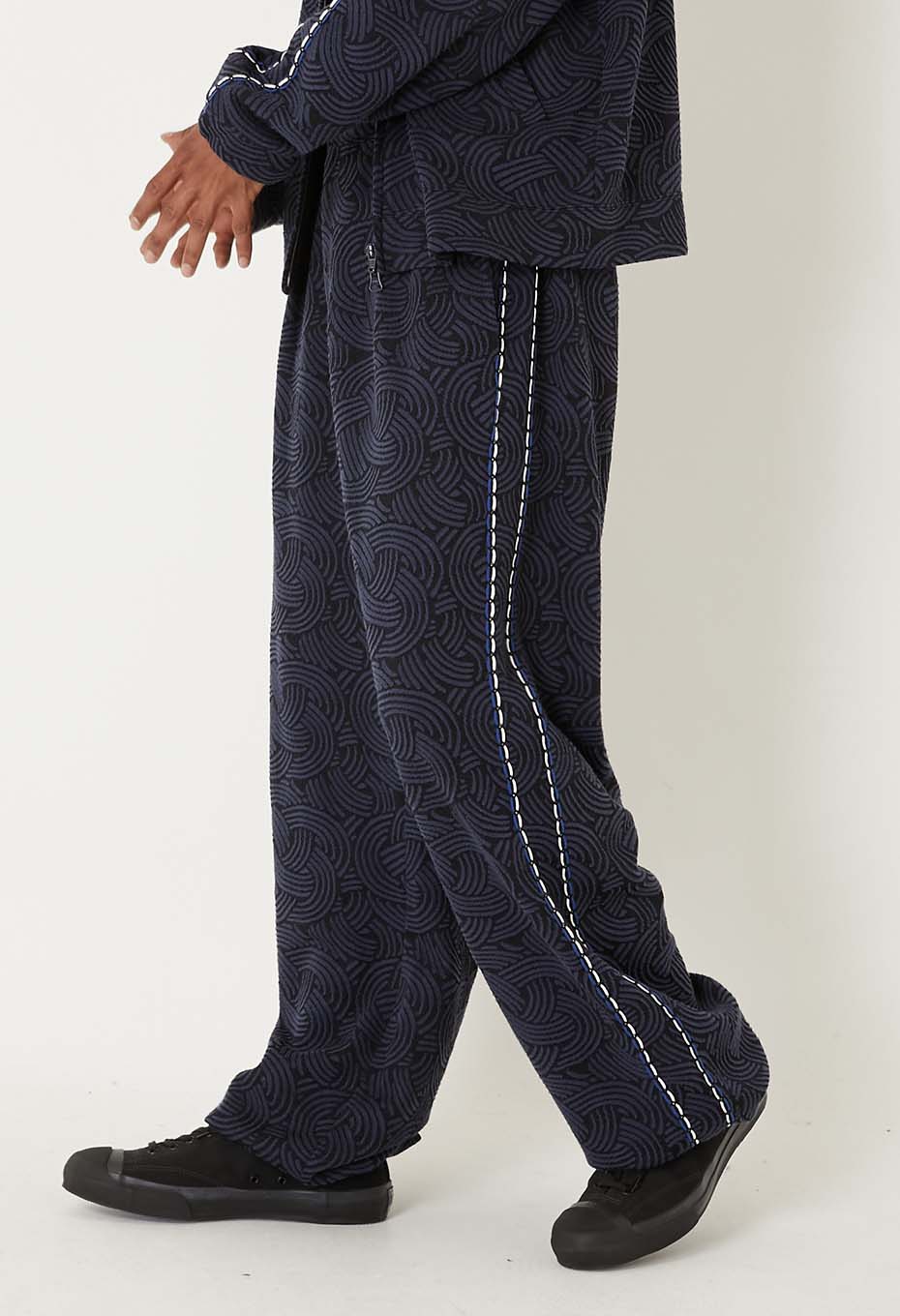 ミズヒキニットジャカード サイドラインパンツ - DARK NAVY